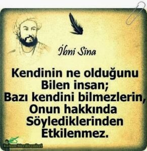 Kendinin ne olduğunu bilen insan;
Bazı kendini bilmezlerin. . –
İbni Sina