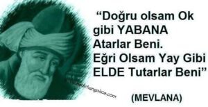 Doğru olsam ok gibi yabana atarlar
beni.
(Hz.Mevlana)
