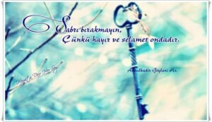 Sabrı bırakmayın, Çünkü hayır ve selamet ondadır.

Abdulkadir Geylani Hz.