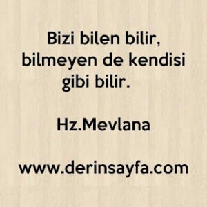 Bizi bilen bilir, bilmeyen de kendisi gibi bilir. – Hz.Mevlana