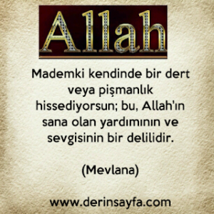 Mademki kendinde bir dert veya pişmanlık hissediyorsun; bu, Allah’ın sana olan yardımının ve sevgisinin bir delilidir.(Mevlana)