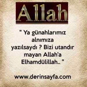 " Ya günahlarımız alnımıza yazılsaydı ? Bizi utandırmayan Allah'a Elhamdülillah.. "