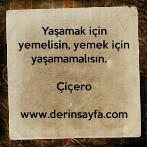 Yaşamak için yemelisin, yemek için yaşamamalısın. – Çiçero