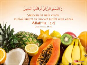“Şüphesiz ki rızkı veren, mutlak kudret ve kuvvet sahibi olan ancak ALLAH’tır. (cc)   (Zariyat Sûresi, 51:58)