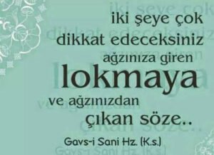 İki şeye çok dikkat edeceksiniz, ağzınıza giren lokmaya ve ağzınızdan.. Gavs