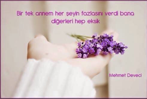 Bir tek annem her şeyin fazlasını verdi bana..
Diğerleri hep eksik..
Mehmet Deveci
