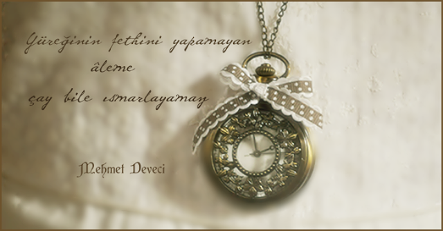 Yüreğinin fethini yapamayan, âleme çay bile ısmarlayamaz.
Mehmet Deveci