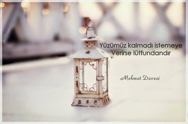 Yüzümüz kalmadı istemeye.
Verirse lütfundandır…
– Mehmet Deveci