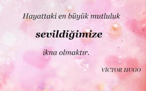 Hayatta en büyük mutluluk sevildiğimize inanmaktır[Victor Hugo]