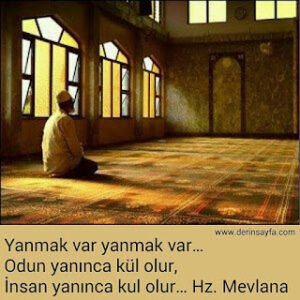 Yanmak var yanmak var… Odun yanınca kül olur, İnsan yanınca kul olur… Hz