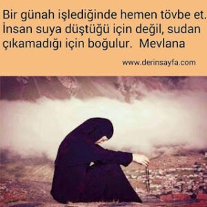 Bir günah işlediğinde hemen tövbe et. İnsan suya düştüğü için değil, sudan çıkamadığı için boğulur. Mevlana