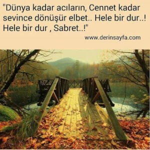 “Dünya kadar acıların, Cennet kadar sevince dönüşür elbet.. Hele bir dur..! Hele bir dur , Sabret..!”