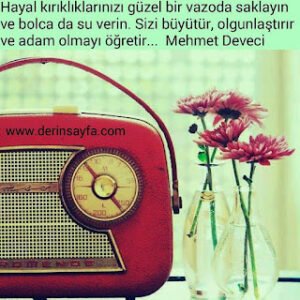 Hayal kırıklıklarınızı güzel bir vazoda saklayın ve bolca da su verin. Sizi büyütür, olgunlaştırır ve adam olmayı öğretir…