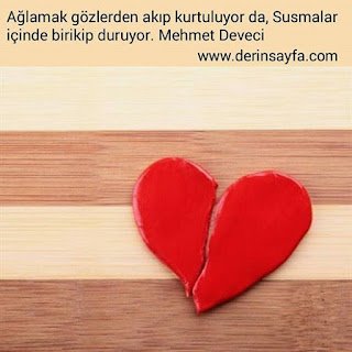 Ağlamak gözlerden akıp kurtuluyor da, Susmalar içinde birikip duruyor. Mehmet Deveci