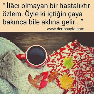 “İlâcı olmayan bir hastalıktır özlem.Öyle ki içtiğin çaya bakınca bile gelir aklına. . .”