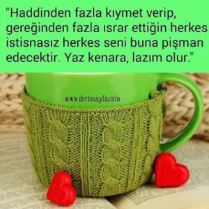 “Haddinden fazla kıymet verip, gereğinden fazla ısrar ettiğin herkes, istisnasız herkes, seni buna pişman edecektir.”