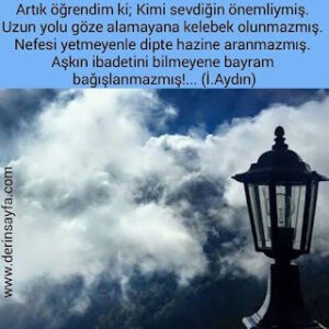 Artık öğrendim ki; Kimi sevdiğin önemliymiş. Uzun yolu göze alamayana kelebek olunmazmış. İclal Aydın