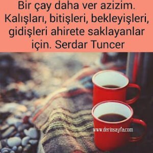 Bir çay daha ver azizim. Kalışları, bitişleri, bekleyişleri, gidişleri ahirete saklayanlar için. Serdar Tuncer