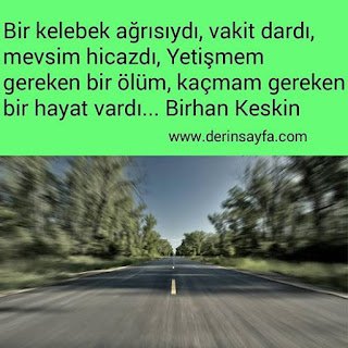 Bir kelebek ağrısıydı, vakit dardı, mevsim hicazdı, Yetişmem gereken bir ölüm, kaçmam gereken bir hayat vardı… Birhan Keskin