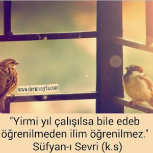 “Yirmi yıl çalışılsa bile edeb öğrenilmeden ilim öğrenilmez.”  Süfyan