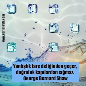 Yanlışlık fare deliğinden geçer, doğruluk kapılardan sığmaz. George Bernard Shaw