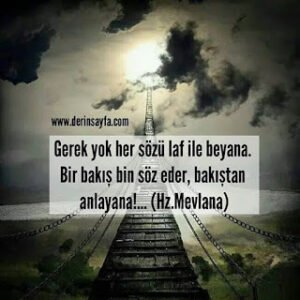 Gerek yok her sözü laf ile beyana. Bir bakış bin söz eder, bakıştan anlayana!… Hz.Mevlana