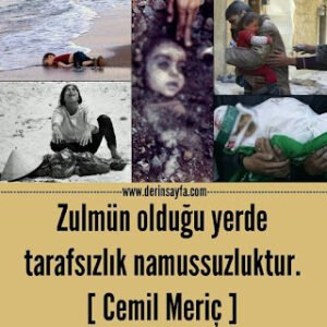 Zulmün olduğu yerde tarafsızlık namussuzluktur. [ Cemil Meriç ]