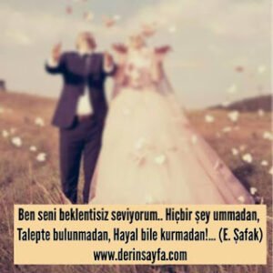 Ben seni beklentisiz seviyorum.. Hiçbir şey ummadan, Talepte bulunmadan, Hayal bile kurmadan!… Elif Şafak