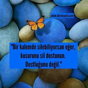“Bir kalemde silebiliyorsan eğer, kusurunu sil dostunun. Dostluğunu değil.”