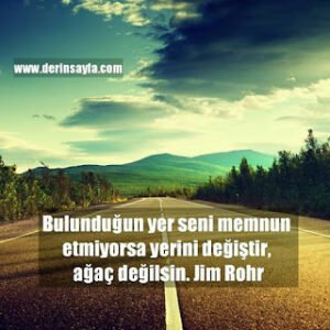 Bulunduğun yer seni memnun etmiyorsa yerini değiştir, ağaç değilsin. Jim Rohr