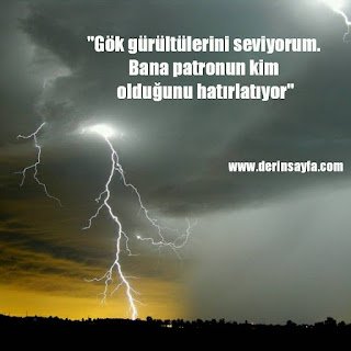 “Gök gürültülerini seviyorum. Bana patronun kim olduğunu hatırlatıyor”