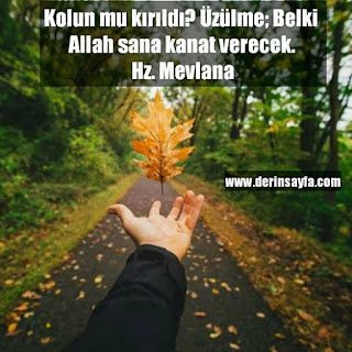 Kolun mu kırıldı? Üzülme; Belki Allah sana kanat verecek. Hz. Mevlana