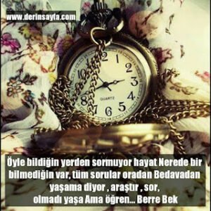 Öyle bildiğin yerden sormuyor hayat Nerede bir bilmediğin var, tüm sorular oradan.. Berre Bek