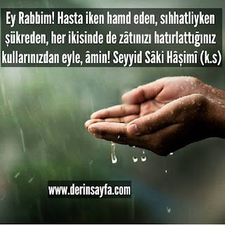 Ey Rabbim! Hasta iken hamd eden, sıhhatliyken şükreden, her ikisinde de zâtınızı hatırlattığınız kullarınızdan eyle, âmin!