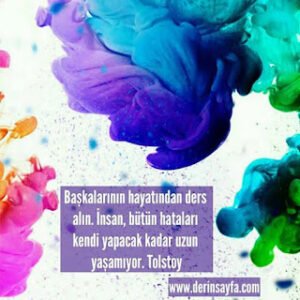 Başkalarının hayatından ders alın. İnsan, bütün hataları kendi yapacak kadar uzun yaşamıyor. Tolstoy