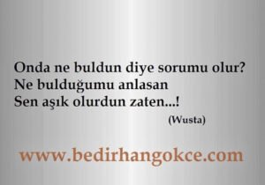 Onda ne buldun diye sorumu olur?
Ne bulduğumu  anlasan…