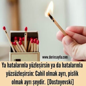Ya hatalarınla yüzleşirsin ya da hatalarınla yüzsüzleşirsin: Cahil olmak ayrı, pislik olmak ayrı şeydir. [Dostoyevski]