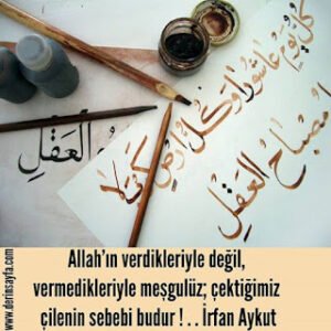 Allah’ın verdikleriyle değil, vermedikleriyle meşgulüz; çektiğimiz çilenin sebebi budur ! . . İrfan Aykut
