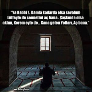 “Ya Rabbi !.. Damla kadarda olsa sevabım Lütfeyle de cennetini aç bana.. Şaşkında olsa aklım, Kerem eyle de…”