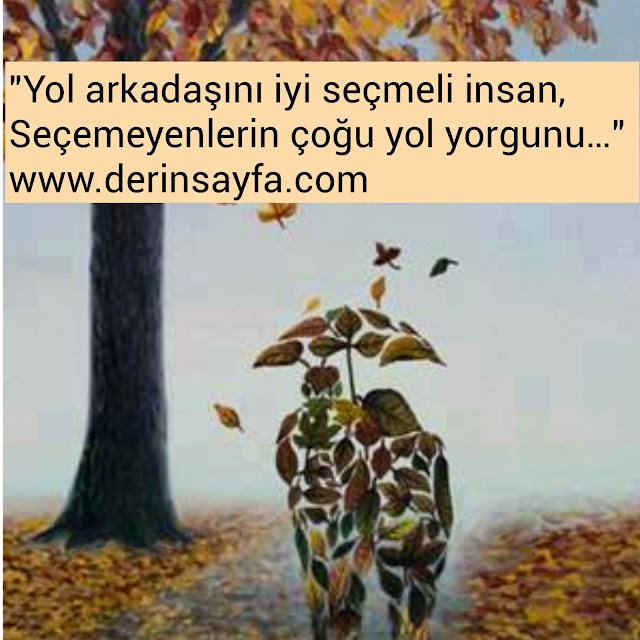 "Yol arkadaşını iyi seçmeli insan,
Seçemeyenlerin çoğu yol yorgunu…"