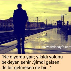 "Ne diyordu şair; yıkıldı yolunu bekleyen şehir .Şimdi gelsen
de bir gelmesen de bir…"