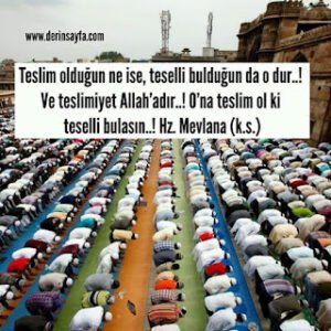 Teslim olduğun ne ise, teselli bulduğun da o dur..! Ve teslimiyet Allah’adır..! O’na teslim ol ki.. Hz. Mevlana (k.s.)