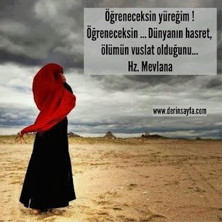 Öğreneceksin yüreğim ! Öğreneceksin… Dünyanın hasret, ölümün vuslat olduğunu… Hz. Mevlana