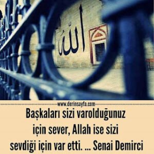 Başkaları sizi varolduğunuz için sever, Allah ise sizi sevdiği için var etti… Senai Demirci