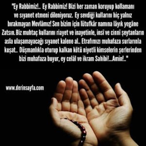 “Ey Rabbimiz! Bizi her zaman koruyup kollamanı ve sıyanet etmeni dileniyoruz.”