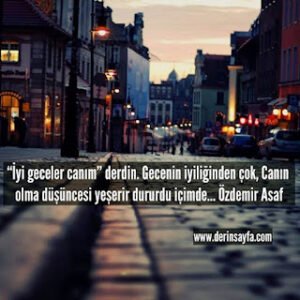 “İyi geceler canım” derdin. Gecenin iyiliğinden çok, Canın olma düşüncesi yeşerir dururdu içimde… Özdemir Asaf