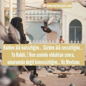 Halden âla halsizliğim… Sözden âla sessizliğim… Ya Rabbi..! Ben seninle olduktan sonra… Hz.Mevlana
