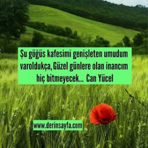 Şu göğüs kafesimi genişleten umudum varoldukça, Güzel günlere olan inancım hiç bitmeyecek… Can Yücel