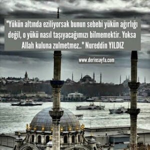 Yükün altında eziliyorsak bunun sebebi yükün ağırlığı değil, o yükü nasıl taşıyacağımızı bilmemektir.  Nureddin Yıldız