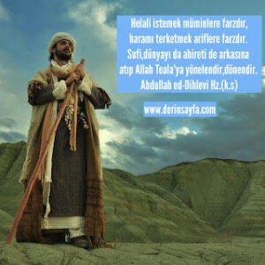 Helali istemek müminlere farzdır,haramı terketmek ariflere farzdır. Sufi,dünyayı da.. Abdullah ed
